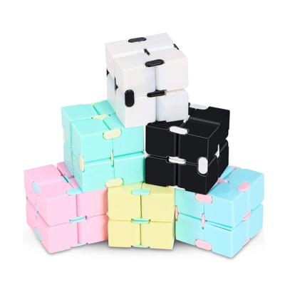 China Toy Wholesale Macaron Color Mini Educational ABS Relieve Effort Puzzle Infinity Cube Finger Magic Wriggly Person Toy for Adults Children for sale