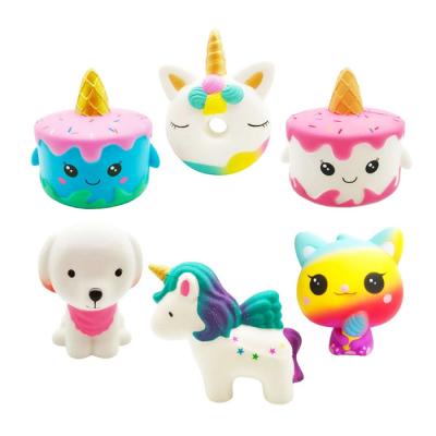 China Hot Selling Slow Rising Slow Rising Kawaii Squeeze Toys Slow Rising unicorn fidgety PU Cake Donuts Squishy Squishy Toy for sale