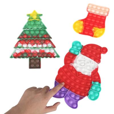 China 2021 Christmas Gift New Arrival Silicone Christmas Hat Spooky Person Squeeze Toy Santa Christmas Tree Poppers Sensory Noise Bubble for sale