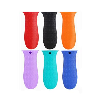 China Silicone Heat Resistant Rubber Pot Grip Sleeve Cookware Non Slip Cover Hot Pan Handles Cover Holder For Cast Iron for sale