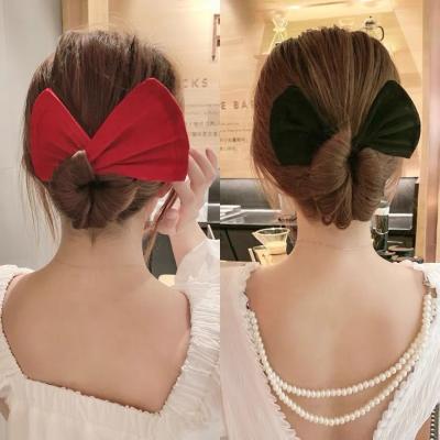 China Simple Fashion Women Girls Printted Knotted Skillful Bun Hair Bands Rope Headband Cloth Clip Hair Curling Making Tool Hair Accessories for sale