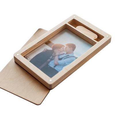 China Handmade Custom Logo Unfinished Cheap Wooden Wedding Photo Memory Box for sale