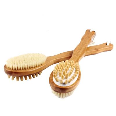 China Eco-friendly high quality back bristle bamboo clean bath brush private label brand long handle bristle also can massage for sale