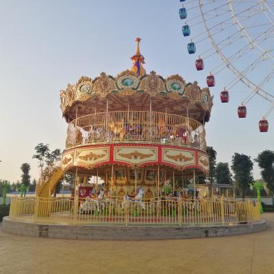 China Cheap fiber glass+steel Zhengzhou Shenlong price children carousel double layer carousel for sale for sale