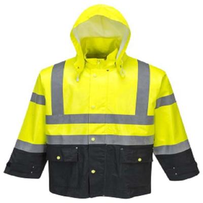 China 0.35mm High Visibility PVC/Poly Material 0.35mm PVC Material 0.35mm PVC/Poly High Visibility Outdoor Road Safety Raincoat Windproof Jacket/High Visibility Material Raincoat Coat for sale