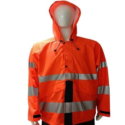 China New products 100%PU+100POLY popular waterproof jacket unisex outdoor work delivery raincoat industrial coat for sale