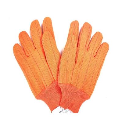 China Anti-Heat Chinese Manufacturer Cement Construction Industry Polyester Safety Gloves Orange Cotton Work Gloves Men for sale