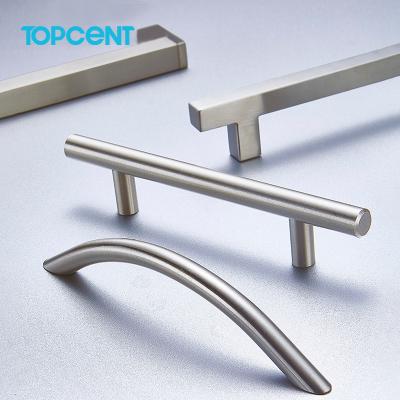 China Topcent Modern Furniture Cabinet Handle Satin Nickel Stainless Steel Furniture Cabinet Pulls Kitchen Drawer Handles for sale