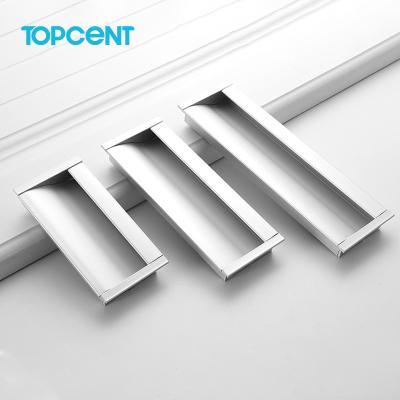 China Topcent Modern Cabinet Handle Furniture Drawer Door Knobs Aluminum Invisible Concealed Hidden Door Pull Handle for sale