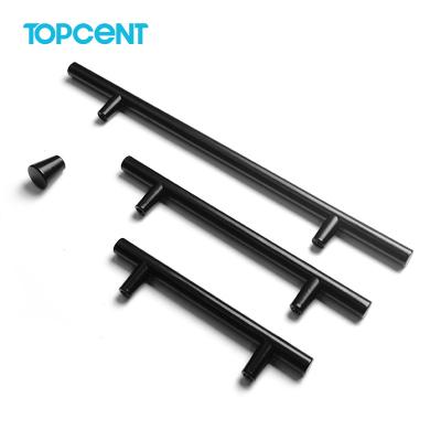 China Topcent Modern Black 80mm 160mm Long Decoration Pulls Handles Sideboard Accessories Wardrobe Furniture T Bar Handles for sale