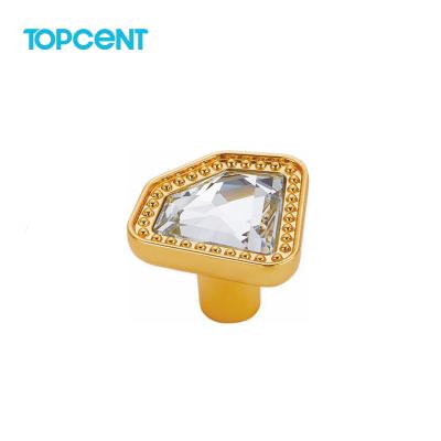 China TOPCENT Modern Diamond Shape Crystal Knobs For Dresser Drawers Glass Cabinet Knobs for sale