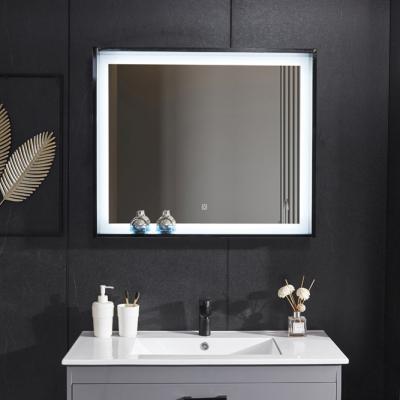 China Enlargement Make Up Fogproof Black Sensor View Bathroom Vanity-Wholesale LED Mirrors With Shelf for sale