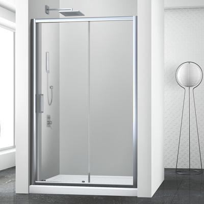 China Smoothly Slide Factory Sale Customized Frameless Walk In Tempered Glass Stainless Steel Part Shower Door for sale