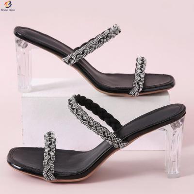 China CUSHIONING Sell 2 Straps Women Slippers Luxury Sandals Clear Heeled Wholesale Sandals for sale