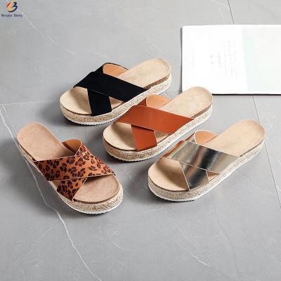 China CUSHIONING Cross Top Ladies Jute Sandal Espadrilles Wedges Sandals Wholesale For Women for sale