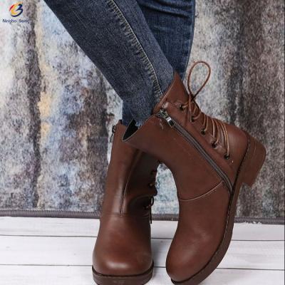 China New Arrival Round Toe Boots Women Platform Shoes Ladies Round Toe Outdoor Ankle Boots for sale