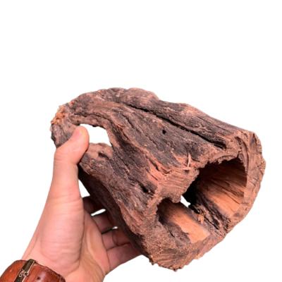 China Natural Decorative Aquarium Cork Bark Tube For Reptiles Wooden Aquarium Decor Driftwood Shelter Cavity Fish Tank for sale