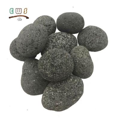 China Modern Black Tumbled Natural Volcanic Lava Rock Pebbles for Outdoor Gas Fire Pits and for Garden Landscaping for sale