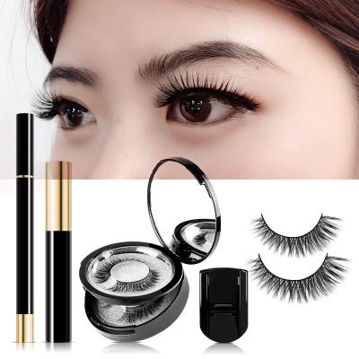 China Lightweight Eyeliner Pen Magic Eyeliner Adhesive Eyelash 3 Pairs Free Shipping Magnetic Private Label Eyeliner Eyeliner Set for sale