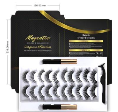 China Long Newest Natural Magnetic Eyelashes Kit with 10 Pairs Magnetic Eyelashes and Magnetic Eyeliner in Gift Box for sale