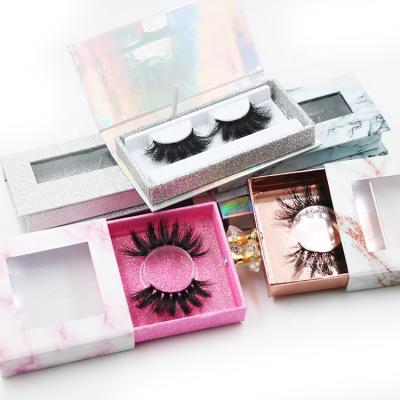 China 25mm Long Whispy 100% Hand Made High Quality 3D 25mm Mink Eyelash Strip With Customize Box for sale