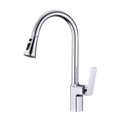 China Popular modern multi-layer electroplating kitchen pull-out faucet deck installation hot and cold brass faucet for sale