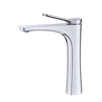 China Contemporary Fast Delivery High Body Chrome One Hole Handle Zinc Alloy Single Deck Mounted Bathroom Basin Faucet Brass Mixer Taps for sale