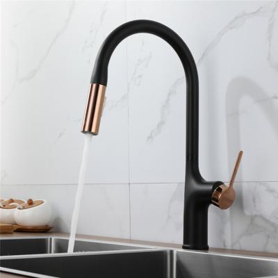 China High Outlet Copper Hose Water Acs Arc Matte Black Kitchen Sink Water Single Mixer Tap Pull Out Kitchen Faucet for sale