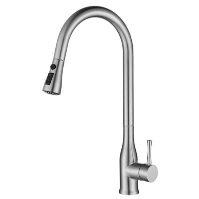 China Spray Water Pull Out 304 Stainless Steel Universal Reverse Kitchen Faucet Brushed Finish Kitchen Faucets With Pull Down Sprayer for sale