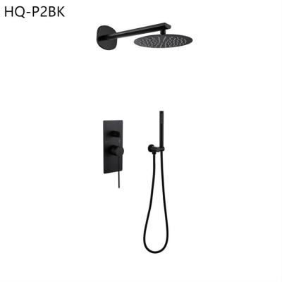 China Without Shower Sliding Bar Black Bathroom Shower Hot And Cold Mixer In Wall Mounted Concealed Rain Shower Set for sale