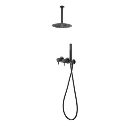 China Without Slide Bar Rain Shower Faucet Single Handle Concealed Bath Shower Set With Wall Mounted Hand Shower for sale