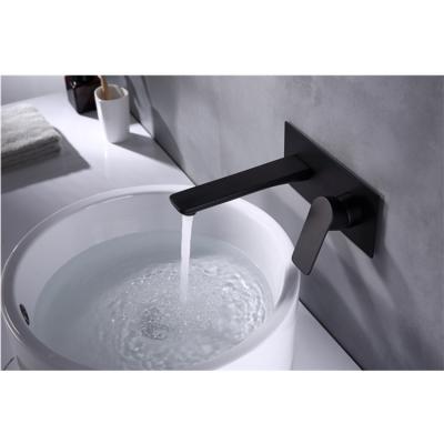 China Newest Contemporary Wholesale Popular In The Wall Square Single Lever Matte Black Concealed Basin Mixer Bathroom Washroom Accessories Faucet for sale