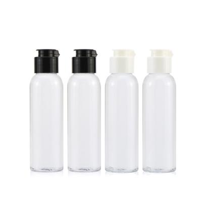 China Wholesale 60ml 2oz Empty Clear Cylindrical Round Pet Plastic Bottle With Flip Top Cap For Cosmetics Product for sale