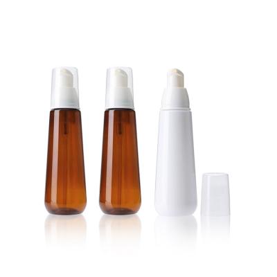 China 100ml 150ml Face Cleaneser Foam Soap Foam Empty Cosmetic PET Plastic Bottle Amber White Pump Bottle for sale