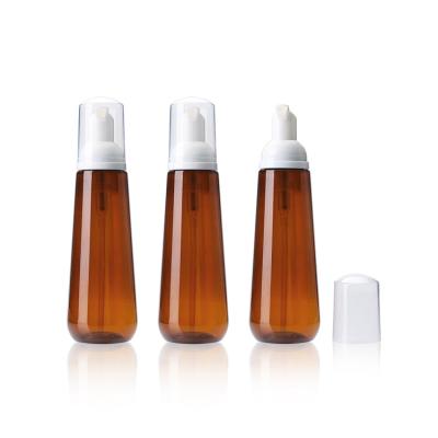 China 100ml clear amber cosmetic 150ml empty 5 oz plastic foam pump bottle PET facial foam remover soap bottle for sale