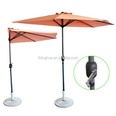 China Modern Outdoor 8ft Garden Lift Up Parasol Half Moon Small Beach Umbrellas Folding Semicircular Parasol for sale