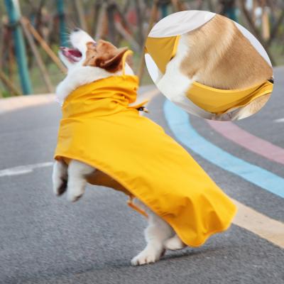 China Amazon Viable Warm Fashion Leisure Style PU Casual Rain Coat For Large Dogs Yellow Dog Poncho Dog Raincoats for sale