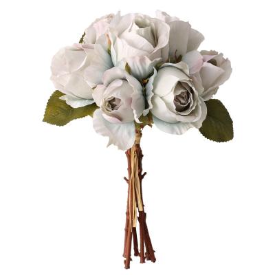 China Wholesale Home Decorative Silk Flower Wedding Flower Bouquet 7 Heads Silk Mounted Flower for sale