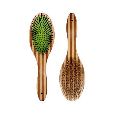 China Nondisposable High Quality Eco-friendly Natural Bamboo Double Sides Pet Hair Brush With Customized Handle for sale