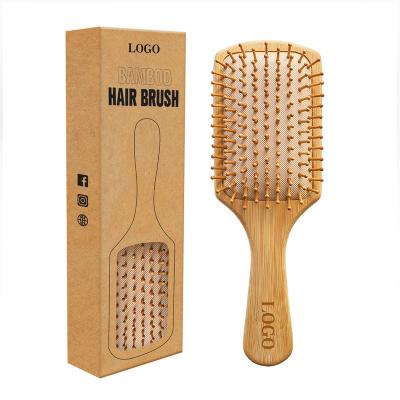 China Cushion Pad Amazon BPA Free Logo Eco Friendly Organic Bamboo Massage Paddle Custom Hair Brush for sale