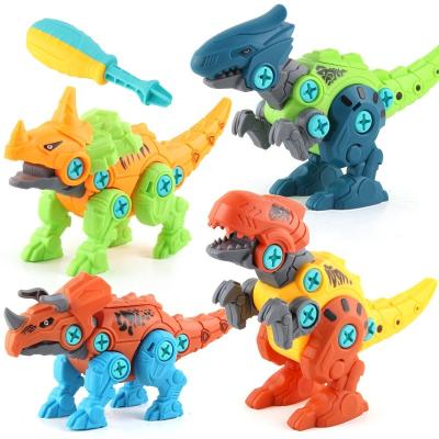 China Children Action Capacity ZG Assembly Dinosaur Toy 4 Styles DIY Dinosaur Nut 3D Drilling Screw Nut 3D Dinosaur Educational Creative Model Training Puzzle Construction Toys For Kid for sale