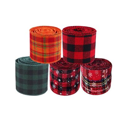 China Customized Christmas Decorative Bow Cable Burlap Ribbon Cotton Burlap Ribbon Decorative Ribbon Striped Holiday Christmas Christamas Home Decoration Hot Sale for sale