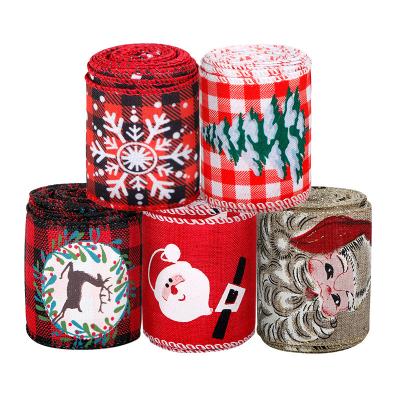 China 2023 Wholesale 2023 Christmas Home Decor Ribbon Christmas Tree Decoration Ribbon Christmas Tree Decoration Hot Sale 63mm Ribbon Ready Made Printed Ribbon for sale