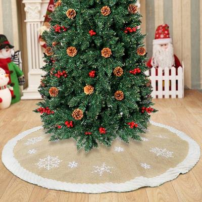 China Custom 122cm Christmas Home Decoration Snowflake New Year Carpet Tree Mat With Glitter Canvas Skirt for sale