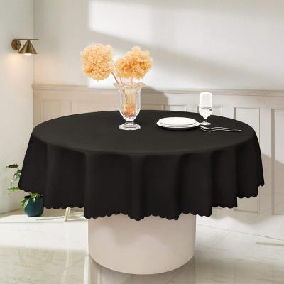 China Hotel Table Cloth Wedding Table Cloth Waterproof Black Round Polyester Table Cloth Waterproof Oilproof Wrinkle-Resistant Oil-Proof Hotel Table Cover for sale