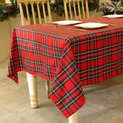 China Customized Red Table Cloth Waterproof Rectangular Table Plaid Christmas Table Cloth Polyester Holiday Party Dining Banquet Table Cover for sale