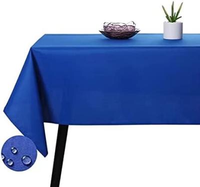 China 60x104Inch Premium Quality Blue Waterproof Polyester Table Cloth Waterproof Oilproof Polyester Tablecloth Wedding Party Kitchen Wrinkle-Resistant Tablecloths for sale