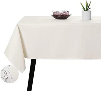 China Kitchen Waterproof Beige Rectangular Tablecloth Dining Table Cover Polyester Tablecloths Puddle-proof Waterproof Wrinkle-Resistant Tablecloths for sale