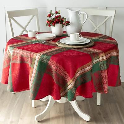 China Waterproof Factory Spun Traditional Holiday Jacquard Tablecloth Soft Yarn-Dyed Tablecloth For Decoration Party Tablecloths for sale