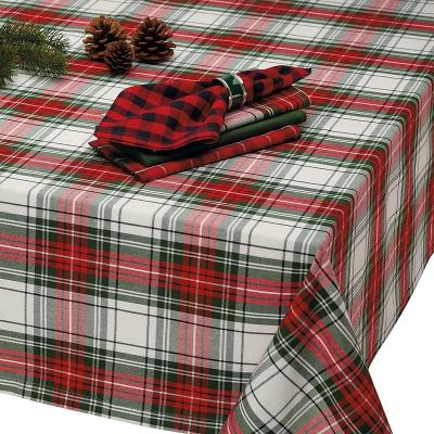 China Wholesale Waterproof Cotton Polyester Table Cloths Rectangle Plaid Tablecloth Cover For Weddings Holidays Winter Christmas Decorations for sale